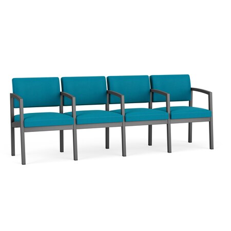 Lesro Lenox Steel 4 Seat Tandem Seating Metal Frame, Charcoal, OH Waterfall Upholstery LS4103